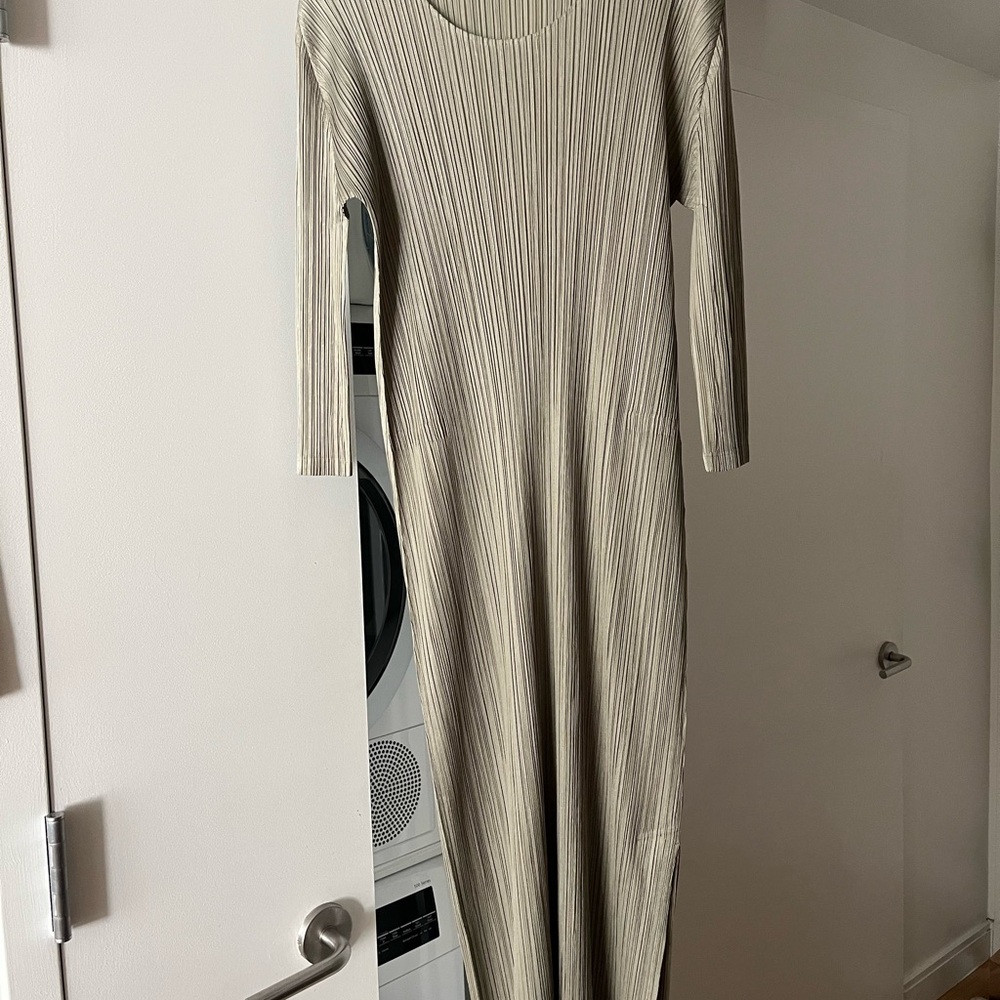 Pleats please issey miyake green dress